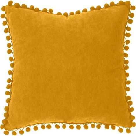 Coussin déhoussable avec Pompons Ocre 40 x 40 cm - Atmosphera (1/5)