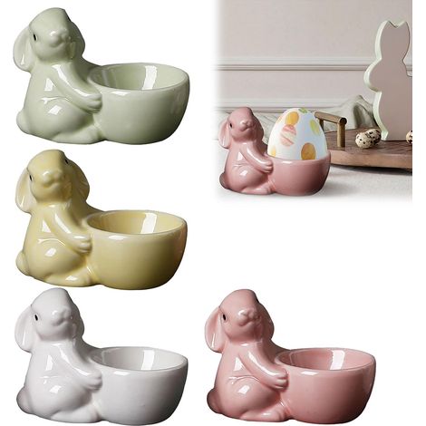 Portauova Coniglietto Pasquale per Bambini, Portauova in Ceramica Originali, Portauova per Decorazione Pasquale, Portauovo, Supporto per Cucina, Decorazione Primaverile, Cena, Pasqua, Decorazione da T (1/5)