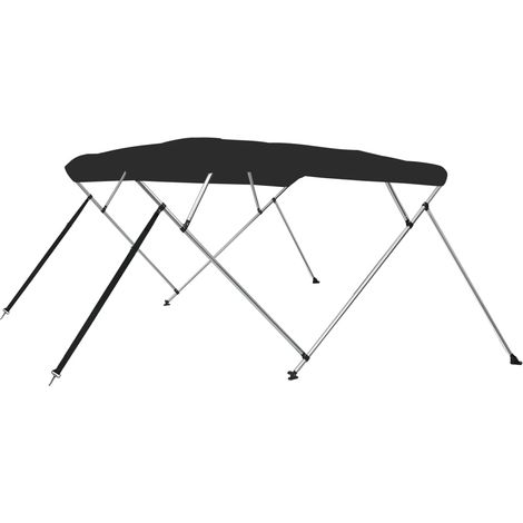 Bimini-Vordach mit 4 Bögen schwarz 243x180x137 cm