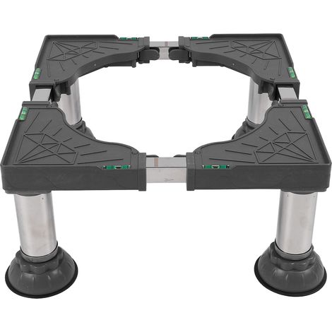 Socle réglable pour lave-linge en acier inoxydable capacité 200kg hauteur 21-24cm longueur 40-65cm antidérapant (1/5)
