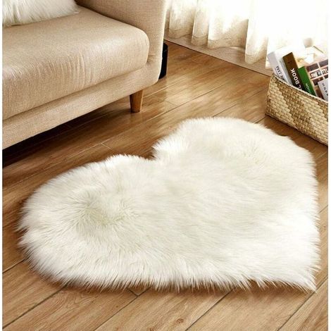1pc tapis moelleux en forme de coeur tapis de sol shaggy doux maison chambre tapis poilu