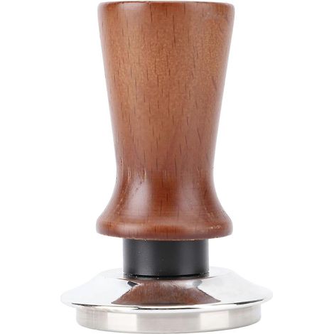 Kalibrierter, federbelasteter Kaffeetamper aus Holz mit Edelstahlfuß, für den Heimgebrauch und den professionellen Einsatz in Cafés. (1/5)