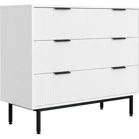 Home Deluxe Commode NYLA - 90 x 80 I Sideboard, Armoire à vêtements, Armoire à tiroirs, Meuble avec tiroirs, Moderne, Noble, Façades à l'aspect strié, Option de rangement élégante, Surface facile d'en
