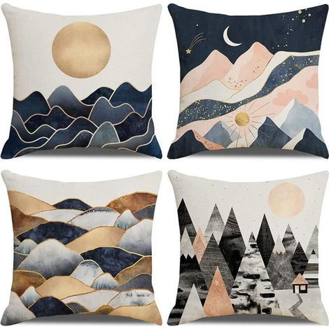 Cushion cover set - 45x45cm - 4 pieces - Cotton and linen blend - Soft and decorative