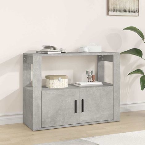 Aparador de madera contrachapada gris hormigón 80x30x60 cm (1/4)