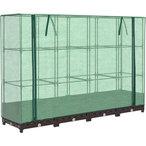 Fioriera rialzata per aiuola fioriera per terrazza giardino rialzato con copertura effetto rattan 160 x 40 x 123 cm Marrone 020038751