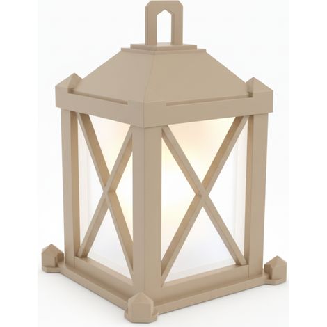 Lanterne LED beige, lanterne décorative LED pour bougie chauffe-plat