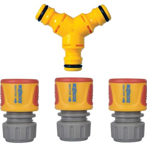 3 x Hozelock AquaStop Waterstop Connector Hose 2185 2075 + 2293 Y Connector