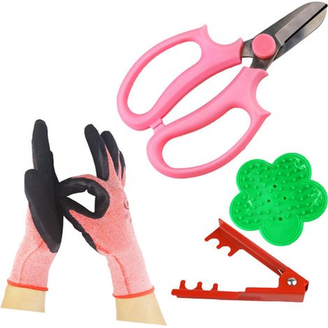 Blumenschere mit Rosendornenentferner, Gartengeräte-Set mit Handschuhen (1/5)