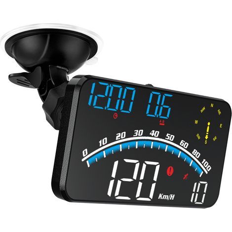 Digital GPS speedometer, GM head-up display (HUD) with speed and MPH, compass direction, driver fatigue reminder (1/5)