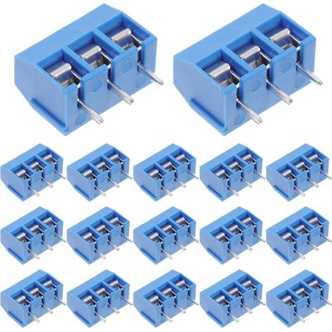 CCYKXA 3-poliger blauer Leiterplatten-Schraubklemmenblock, 20-teiliger elektrischer Steckverbinder aus verzinntem Stahl, kompakte Größe, einfache Montage, vielseitig einsetzbar für Leiterplatten (1/5)