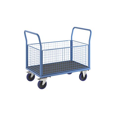 eurokraft pro  Carrello a pianale con sponde grigliate  ruote