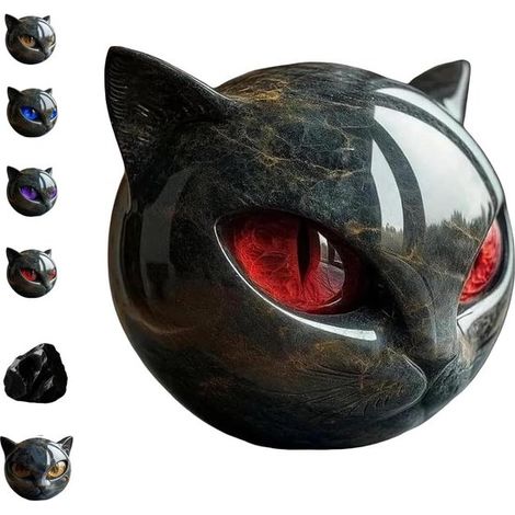Decorazione per la casa Statuette di gatti Scultura di testa di gatto realizzata in resina 9 x 9 x 9 cm Decorazione in resina Simpatica statua di gatto Artigianato per la casa (1/5)