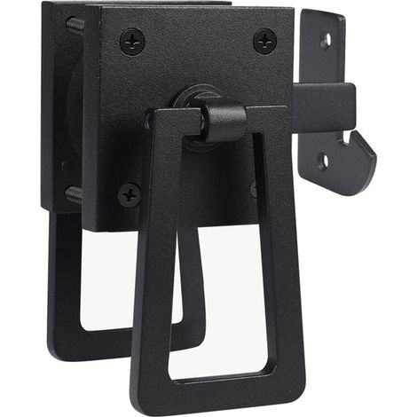 Loquet Double Latéral Robuste pour Portail Porte de Jardin Piscine Noir Mat (1/4)