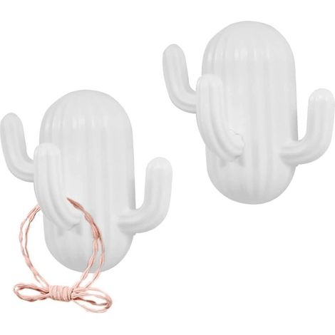 Filiyano-[RM]Pour 2024 Lot de 2 jolis crochets autocollants en forme de cactus - Crochets muraux décoratifs, crochets pour élastiques à cheveux (1/5)