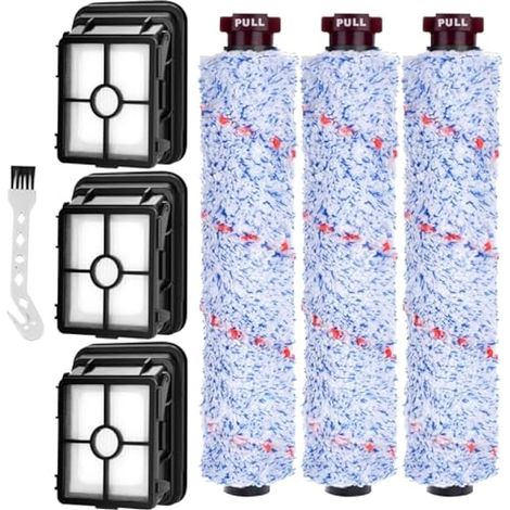 Accessoires pour Bissell CrossWave, Pièces Détachées avec 3 Rouleaux, 3 Filtres de Rechange et Brosse de Nettoyage, Brosse et Filtres pour Bissell CrossWave 17132 2225N 2582N 25821 2519 (1/5)
