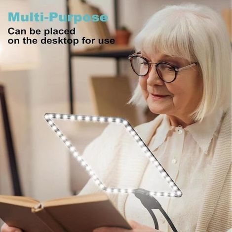 Loupe mains libres rechargeable avec lumière et support, grossissement 5x, loupe de cou pour seniors, idéale pour la lecture, les réparations et la couture. (1/4)