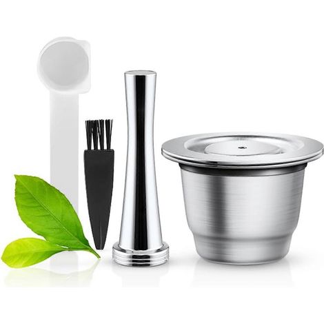 Capsules Nespresso réutilisables en acier inoxydable, rechargeables et compatibles avec les machines Nespresso. (1/4)