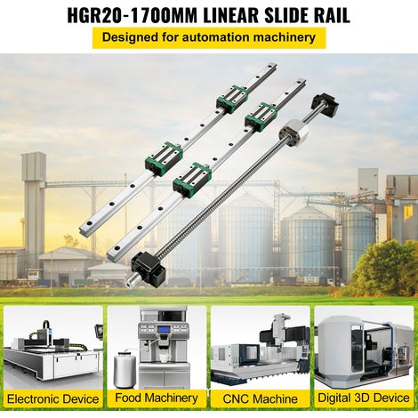Miniature Rail Linéaire Guide HGR20-1700mm Rails et roulements linéaires CNC pour les machines d'automatisation telles que les routeurs CNC bricolage les tours les machines-outils (1/5)