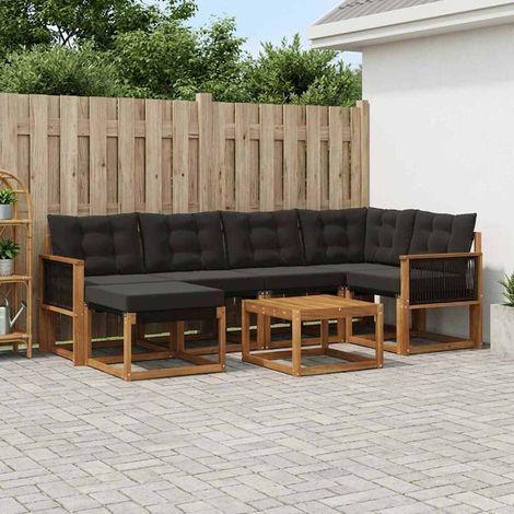 Set di divani da esterno con cuscino 7 pcs Naturale e Nero vidaXL (1/5)