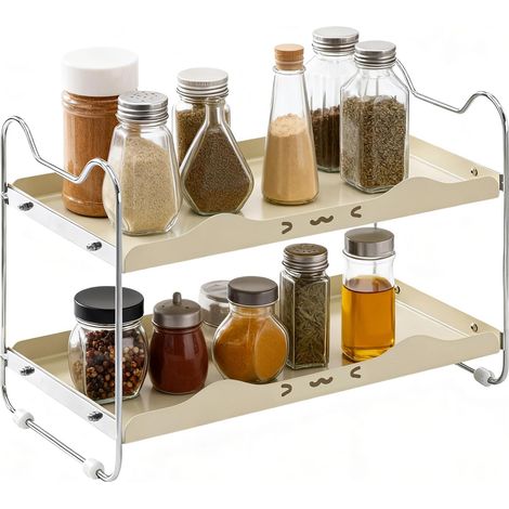 Organisateur d'Étagère de Comptoir Rangement Anti-Dérapant Gain De Place  Plateau Élargi pour Étagère Cuisine et Comptoir Pour Armoire Cellier Pots À Épices Tasses Mugs Outils Salle (1/5)