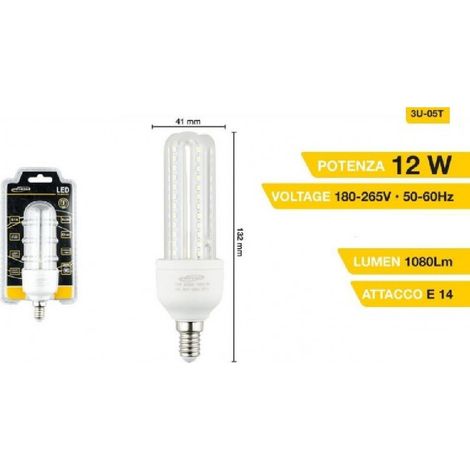 TrAdE Shop Traesio - Lampadina 3u Led E14 12w Luce Fredda 6500k Naturale 4000k Calda 3000k 72d 3u05t - -Bianco Naturale - (1/2)