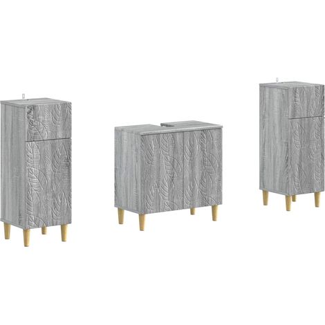 vidaXL Set di Armadi da Bagno da 2 Pezzi DELFT Sonoma grigio (1/5)