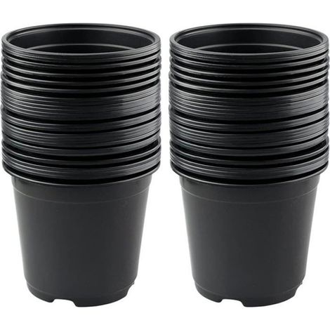Pots de Fleurs en Plastique - - Lot de 50 - 15 cm - Noir (1/4)