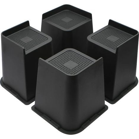 Elevadores de muebles para cama de 4, 6 y 8 pulgadas, elevadores de muebles extragrandes, soportan hasta 6000 libras, elevan 4 pulgadas para sofá, sillón, mesa y silla (negro, paquete de 4, 6 pulgadas (1/5)
