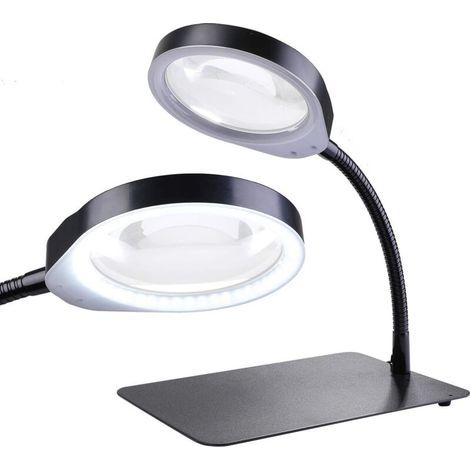 Magnifying Lamp, 10X Magnification, Flexible Daylight Tabletop Magnifier for Work, Repair, Watches, Cosmetics (Black, 10X) (1/5)