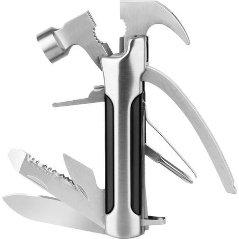 Arrache-clou,marteau,Hachette Survie,Couteau de Survie,14 en 1 Pince Multifonctions,Couteau Multifonction,Matériel de Survie,Multitool pour Homme Cadeau de Fête des Pères (1/5)