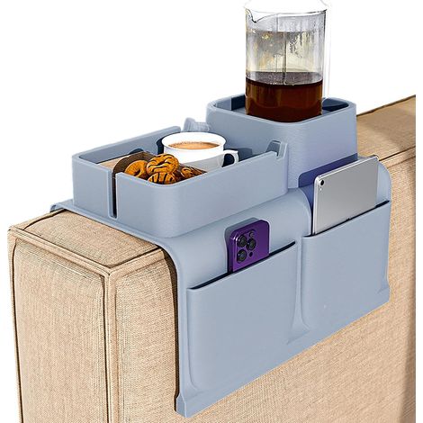 Organizador para reposabrazos de sofá, mesa auxiliar portátil, bandeja para sofá con control remoto, soporte para reposabrazos (1/5)