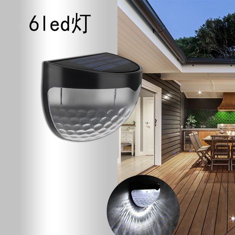 Lampe murale solaire 6 LED pour clôture – Éclairage de garde corps et escalier – Design discret,6 pièces