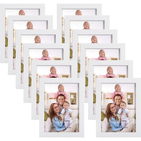12er Set Bilderrahmen 13x18 cm Weiß für Fotos, Wand- & Tischaufsteller (1/5)