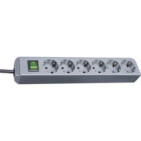 Brennenstuhl 1159540015 Multipresa con interruttore 6 scomparti Grigio Schuko 1 pz.