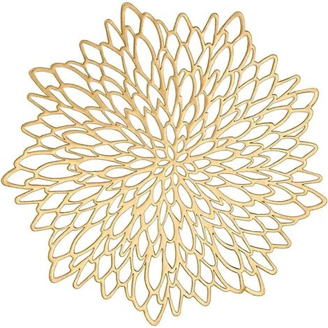 Lntyq Doré Set De Table Rond, Vinyle Set De Table Or pour Mariage, Dîners, Restaurant, Hôtel, 36cm (Sets De 6)