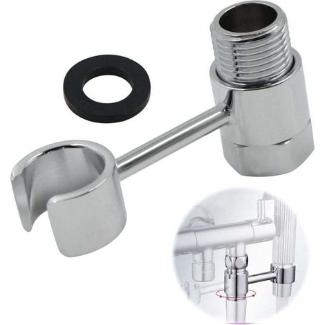 Support Pommeau Douche Douchette Accroche - Raccordement 20mm éCrou Porte Universel RéGlable 360° Pomme Mural Salles Bains Lance Toilette Main Remplaç Able Sans PerçAge Laiton Chromé