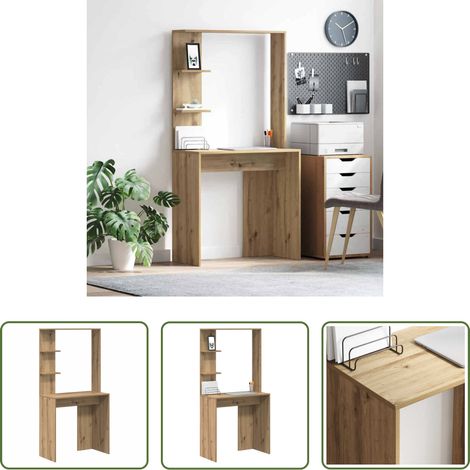 vidaXL Bureau moderne - Bureau Chêne artisanal 78,5 x 37 x 154,5 cm Bois d'ingénierie (1/5)