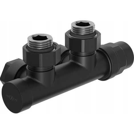 Mexen Uni-Term válvula de radiador angular, Duplex, DN50, negro - W907-000-70 (1/5)