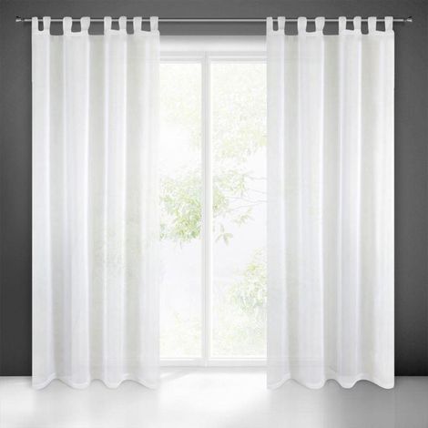 Eurofirany Lucy Voile, Tenda Trasparente con Passanti-1 unità, Camera da Letto, Soggiorno, Cucina, Poliestere, Crema, 140x250 cm (1/5)