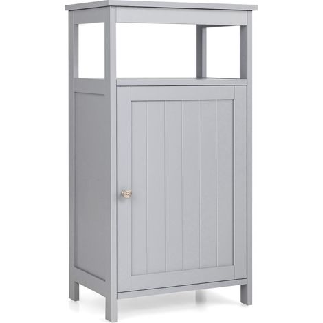 Mobile contenitore da bagno 45 x 30 x 84 cm con ripiano regolabile elegante finitura MDF grigio 200014896