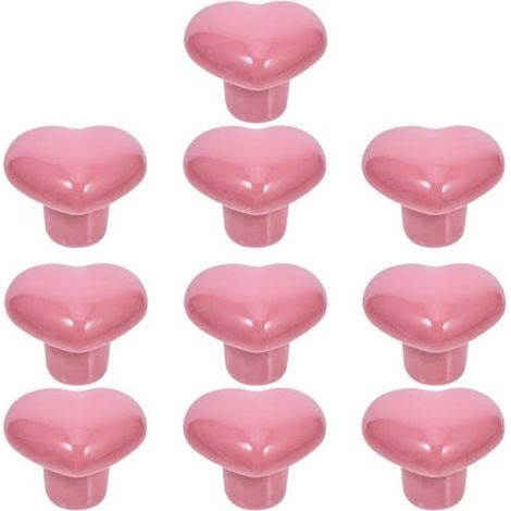 Lot de 10 poignées de meubles en céramique rose (4 x 3,5 cm) pour portes de placard. (1/2)