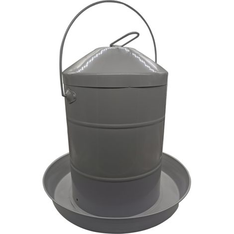 Abreuvoir Volailles En Acier Galvanisé Gris Avec Anse 12l - Gaun