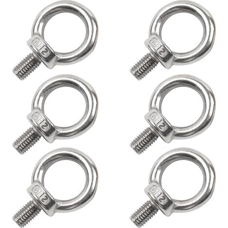 6 Boulons à Œillet M12, Acier Inoxydable 304, Boulon à Anneau, Anneaux à Vis, Filetés Mâles, Pour Fixation et Suspension (1/5)