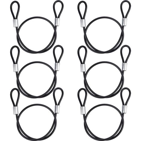 Sicherheitskabel – 6er-Pack – Kohlenstoffstahl – Doppelschlaufe – Für Tore und Vorhängeschlösser – Schwarz, 50,5 cm (1/5)