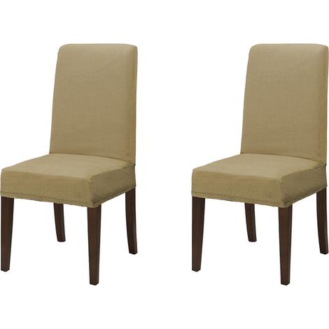 Coppia di coprisedia con schienale in tessuto elasticizzato antimacchia in 10 colori Vestisedia Tortora - 2 Pezzi