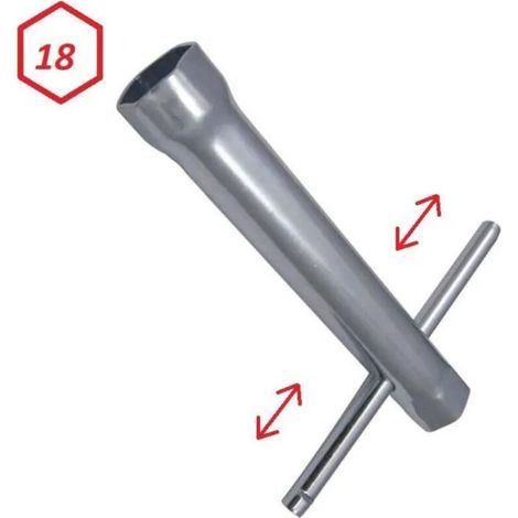 – Clé à bougie 18mm – Longueur 100mm – Hexagonale avec manche amovible – Pour moteurs essence tondeuse, tracteur, voiture, camion, moto