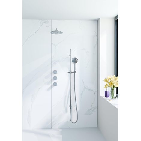 Fortifura Nebbio Ensemble de douche pluie - robinet encastré - élément encastré - barre coulissante - flexible de douche métal - douchette ronde - (1/5)
