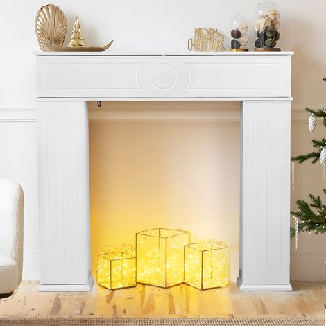 Credenza 107 cm - con 4 scomparti pieghevoli - ampio spazio di archiviazione - MDF - adatta per soggiorno e camera da letto - camino decorativo per corridoio - Bianco