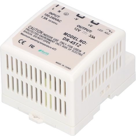DIN-Schienen-Netzteil mit LED-Schaltung, einstellbar und geregelt für Schaltschränke DR‑45‑12 (1/5)